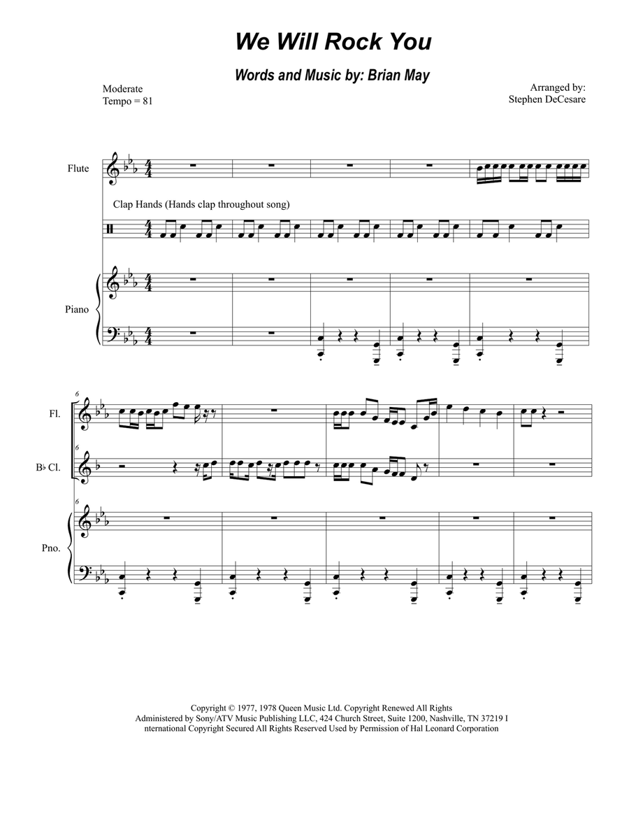 We Will Rock You Woodwind Duet scores gallery preview page 1