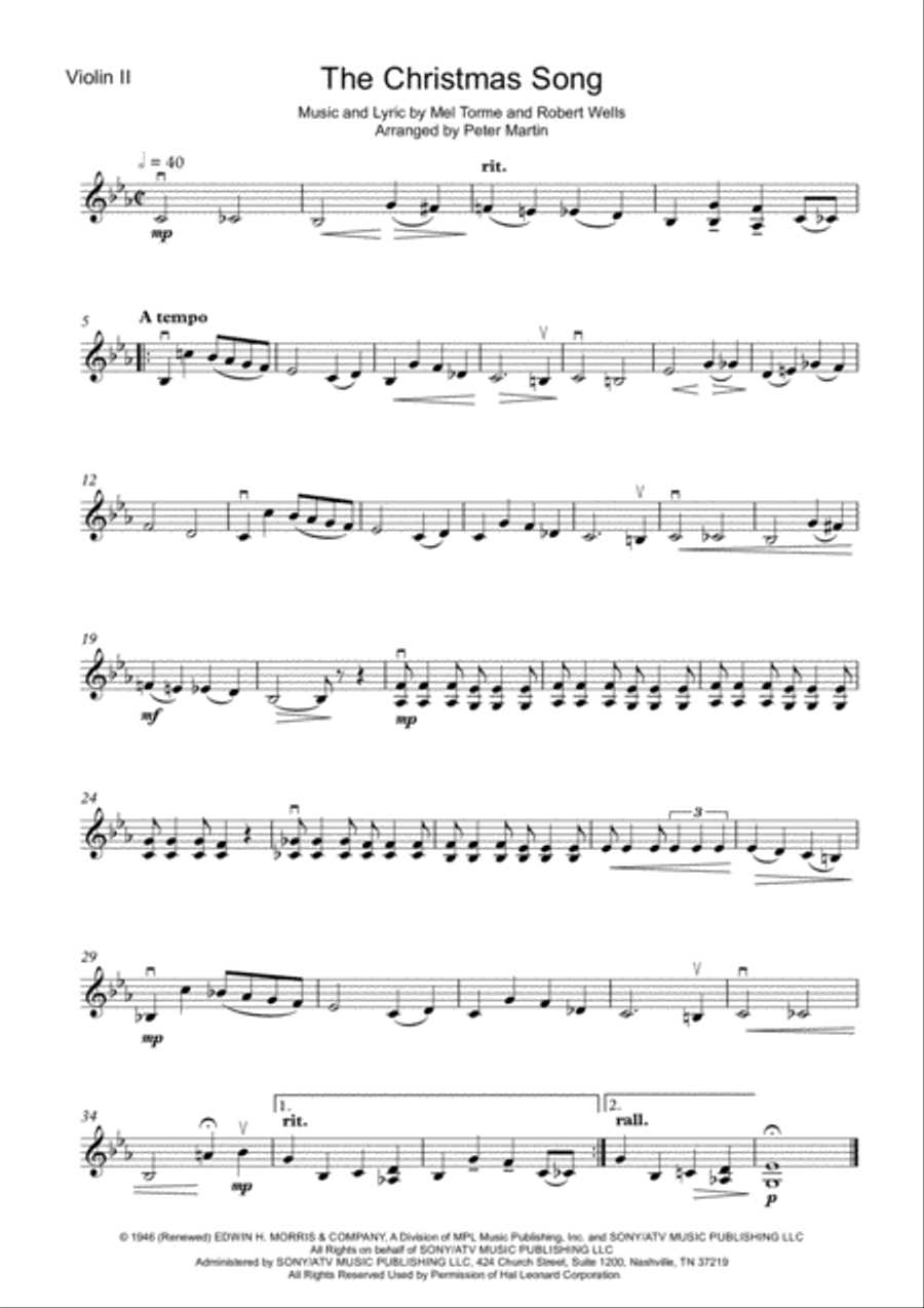 The Christmas Song (Chestnuts Roasting On An Open Fire) The Christmas Song (Chestnuts Roasting On An Open Fire) String Quartet scores gallery preview page 4