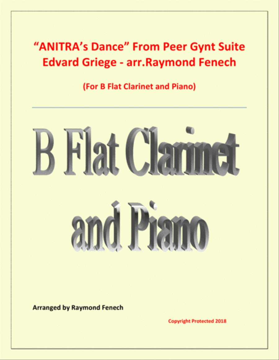 Anitra's Dance - From Peer Gynt (B Flat Clarinet and Piano) Chamber Orchestra scores gallery preview page 1