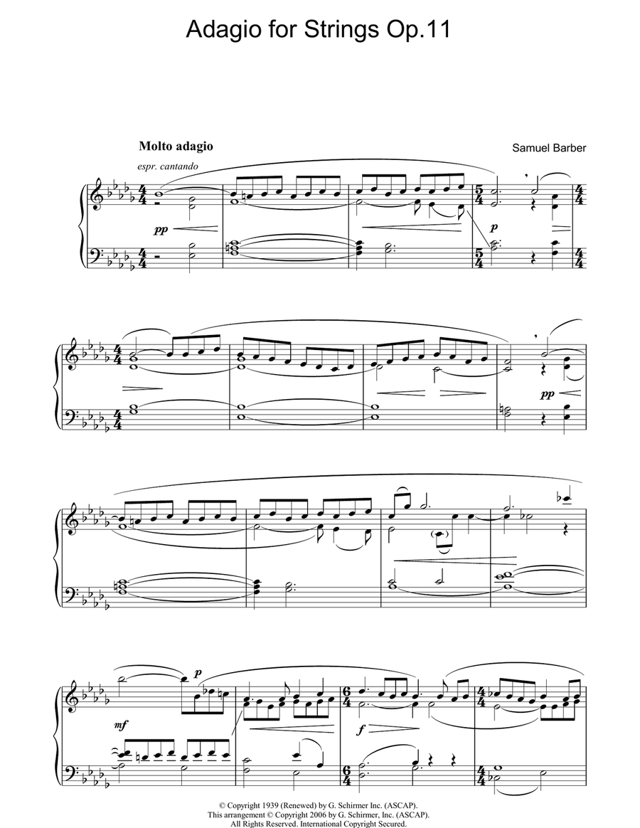 Adagio For Strings Op.11 Adagio For Strings Op.11 String Orchestra scores gallery preview page 1