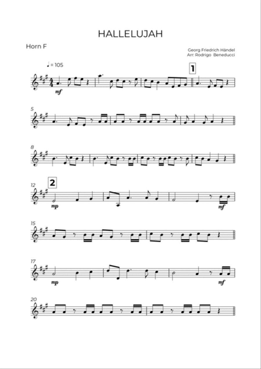 HALLELUJAH - HANDEL – HORN SOLO Horn Solo scores gallery preview page 2