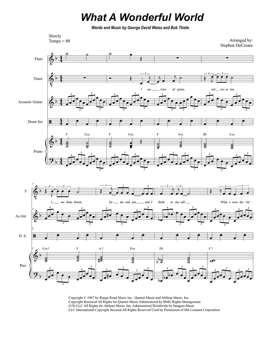 What A Wonderful World What A Wonderful World Tenor Voice scores gallery preview page 1