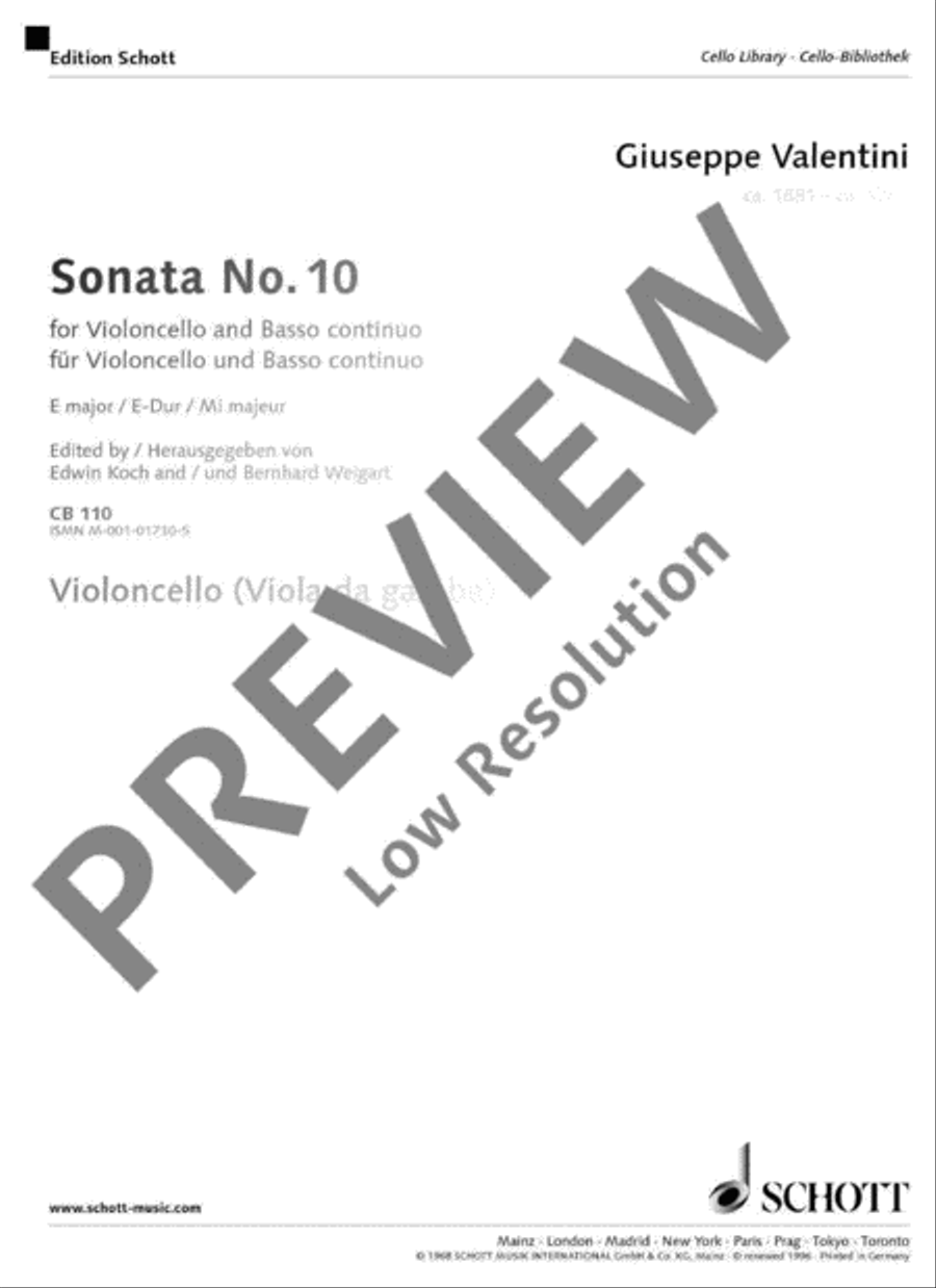 Sonata X E Major Cello Solo scores gallery preview page 18