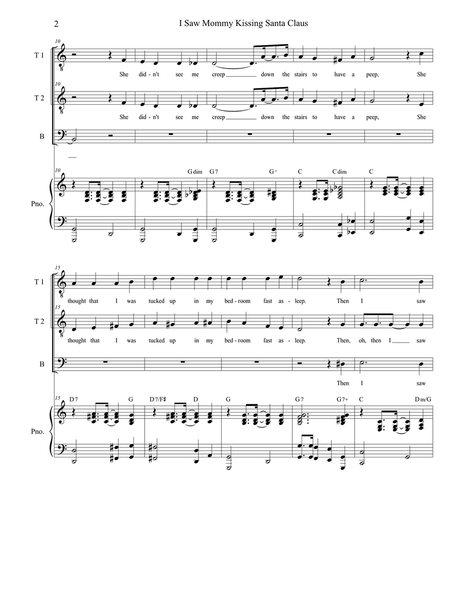 I Saw Mommy Kissing Santa Claus Piano, Vocal scores gallery preview page 2