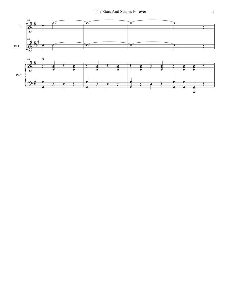 The Stars and Stripes Forever (Duet for Flute and Bb-Clarinet) Woodwind Duet scores gallery preview page 5