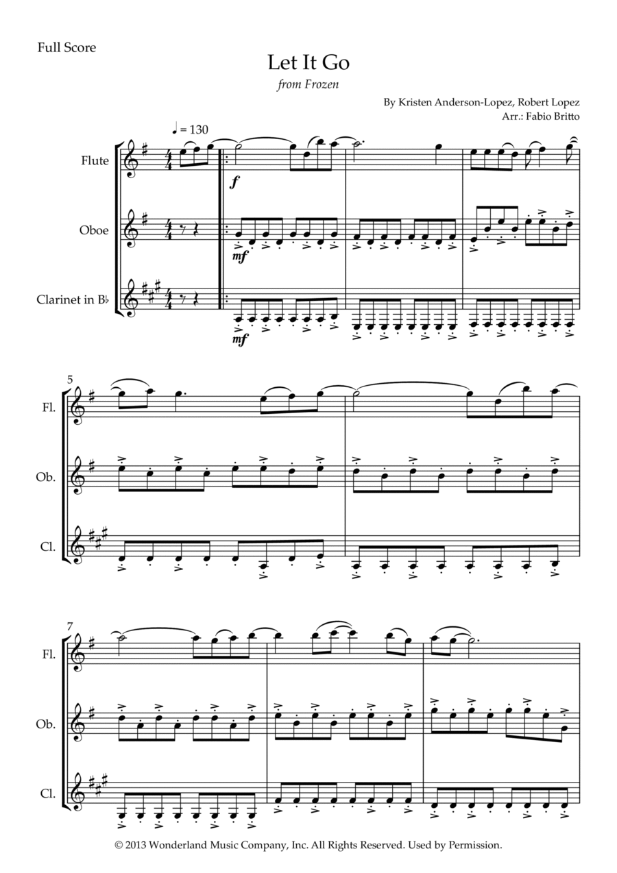 Let It Go Let It Go Woodwind Trio scores gallery preview page 1