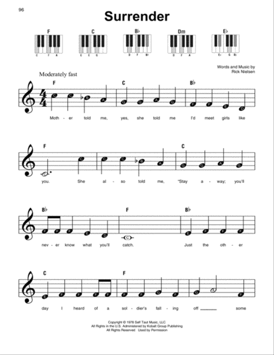 Surrender Easy Piano scores gallery preview page 1